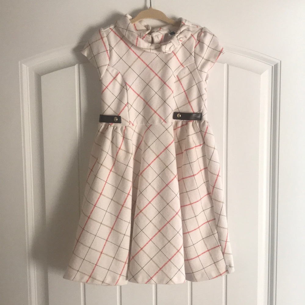 Janie and Jack Ivory Plaid Knit Dress